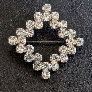 Vintage Rhinestone Costume Jewelry Brooch Pin - Formal Glam Statement Piece